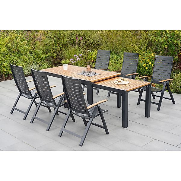 Merxx Astros Set 7-tlg. Flex-Gartentisch Ausziehbar 180/300 x 100 cm günstig online kaufen