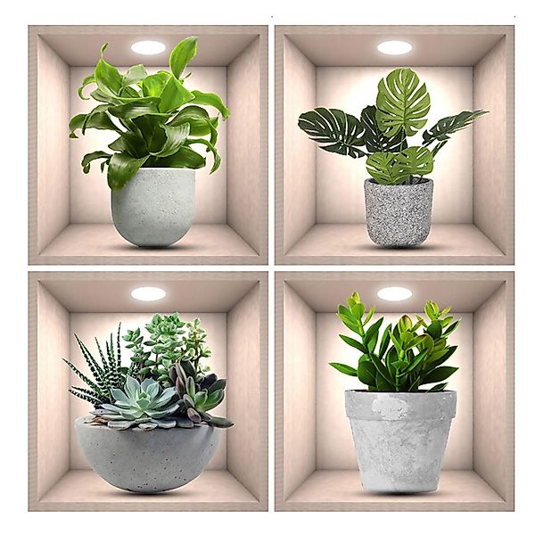 Coonoor Wandsticker Pflanzen Wandaufkleber 4er Set, günstig online kaufen