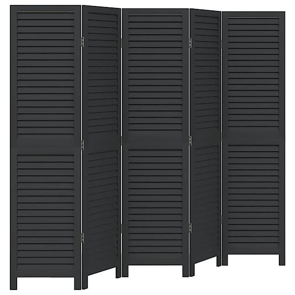 vidaXL Raumteiler 5-tlg. Paravent Schwarz Massivholz günstig online kaufen