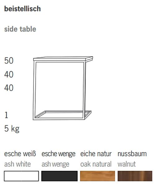 Beistelltisch Flat Schwarz/Eiche Natur 50x40x40cm günstig online kaufen