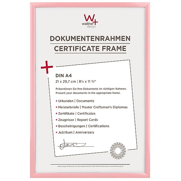 walther design New Lifestyle Kunststoff Bilderrahmen 21x29,7 cm Rosa KV130Q günstig online kaufen