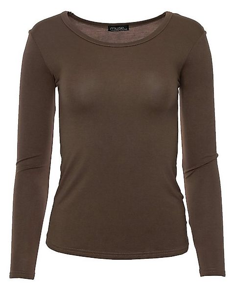 Muse Rundhalsshirt Basic Rundhals Langarmshirt Skinny Fit 1093 günstig online kaufen