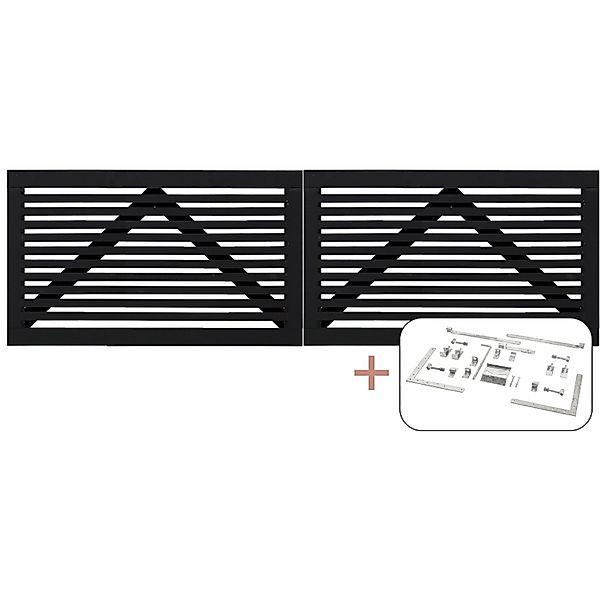 Doppeltor Tokyo Nadelholz Schwarz 300 cm x 90 cm günstig online kaufen