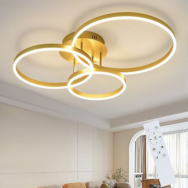 ZMH LED Deckenleuchte Dimmbar Schwarz/Gold Ringe günstig online kaufen