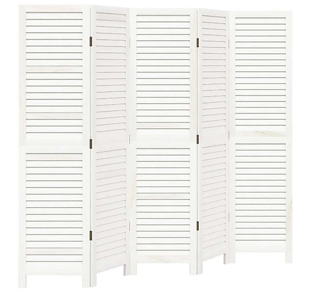 vidaXL Raumteiler 5-tlg. Raumteiler Weiß Massivholz Paulownia, 1-tlg. günstig online kaufen