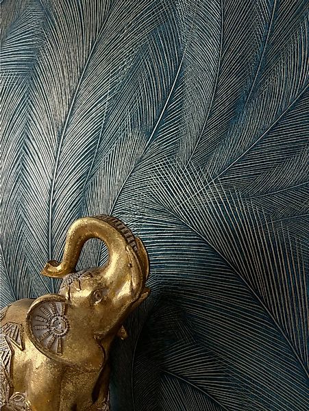 Newroom Vliestapete Savina Petrol Tapete Dschungeltapete Palmen, Blätter, L günstig online kaufen