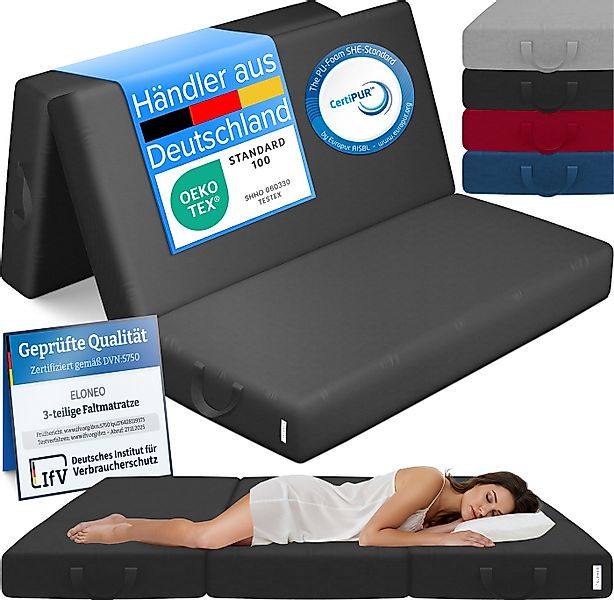 Klappmatratze 3-teilig, Gästematratze mit extra dickem Schaumstoff, ELONEO, günstig online kaufen