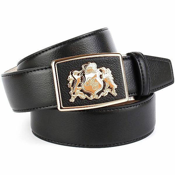 Anthoni Crown Ledergürtel, mit goldfarbenem Anthoni Crown Wappen, zeitlos günstig online kaufen