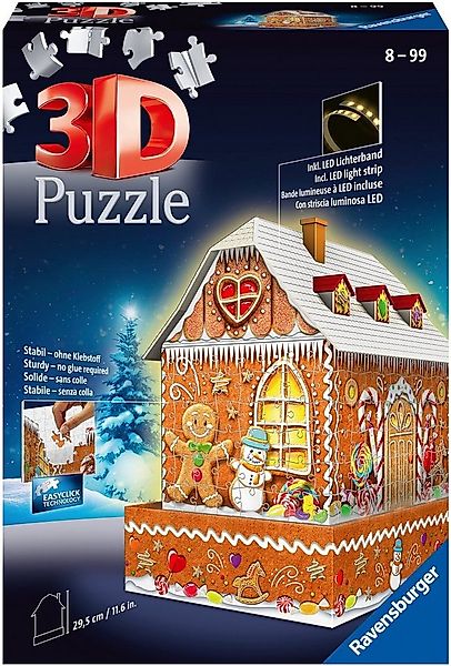 Ravensburger 3D-Puzzle Lebkuchenhaus bei Nacht, 216 Puzzleteile, inkl. LED- günstig online kaufen