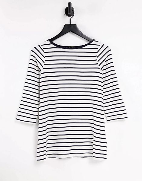 Lispy – T-Shirt mit 3/4 Ärmel und Streifen-Mehrfarbig günstig online kaufen