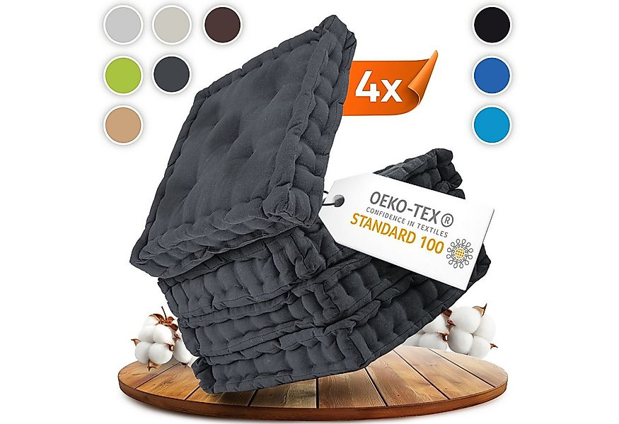 Gräfenstayn Sitzkissen 4er Set 40x40 cm mit 8 cm Polsterung aus 100 % Baumw günstig online kaufen