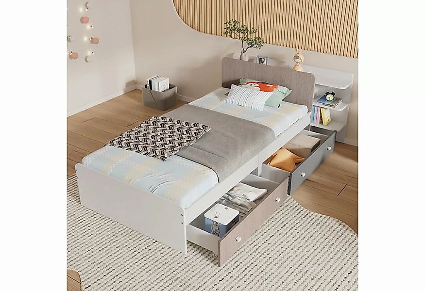 MODFU Einzelbett Kinderbett (mit Regale und Schubladen, Auswechselbare link günstig online kaufen
