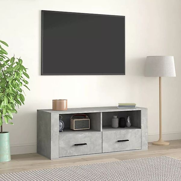 vidaXL TV-Schrank TV-Schrank Betongrau 100x35x40 cm Spanplatte Lowboard Fer günstig online kaufen