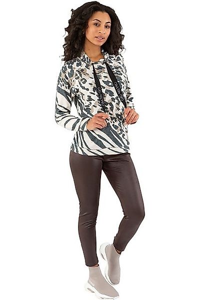 Gio Milano Rundhalspullover G29-7612, Gio Milano Pullover mit bunten Animal günstig online kaufen