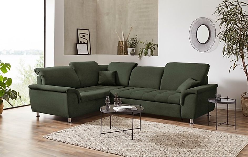 DOMO collection Ecksofa »Franzi, zeitlos und elegant, moderne Sitzheftung, günstig online kaufen