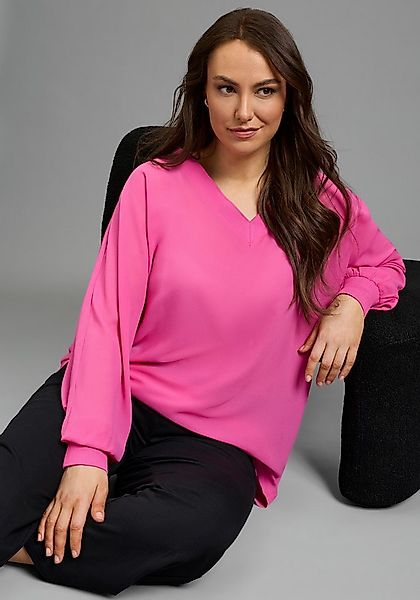 Laura Scott CURVE Shirtbluse mit sportivem Rippenbündchen günstig online kaufen