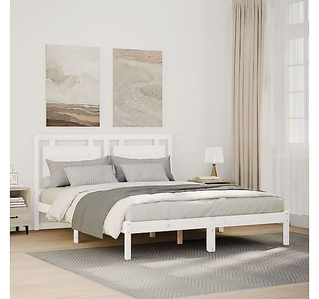 vidaXL Bett, Massivholzbett Extra Lang ohne Matratze Weiß 160x220 cm günstig online kaufen