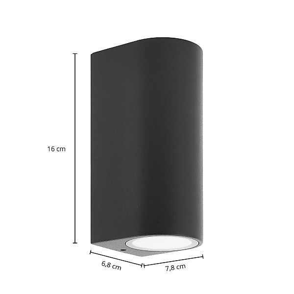 Prios Außenwandleuchte Tetje, schwarz, rund, 16 cm günstig online kaufen