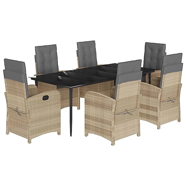 vidaXL 7-Tlg Garten-Essgruppe mit Kissen Beigemischung Poly Rattan 3212397 günstig online kaufen