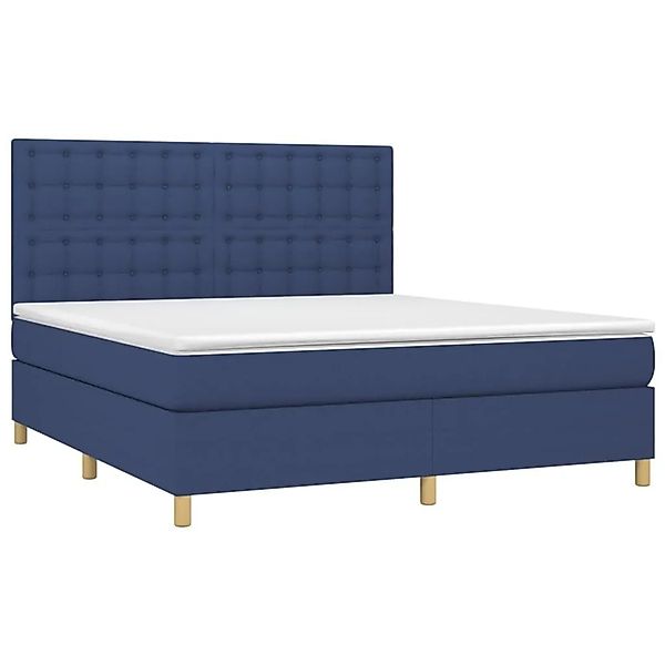 vidaXL Boxspringbett mit Matratze & LED Blau 160x200 cm Stoff 3135771 günstig online kaufen