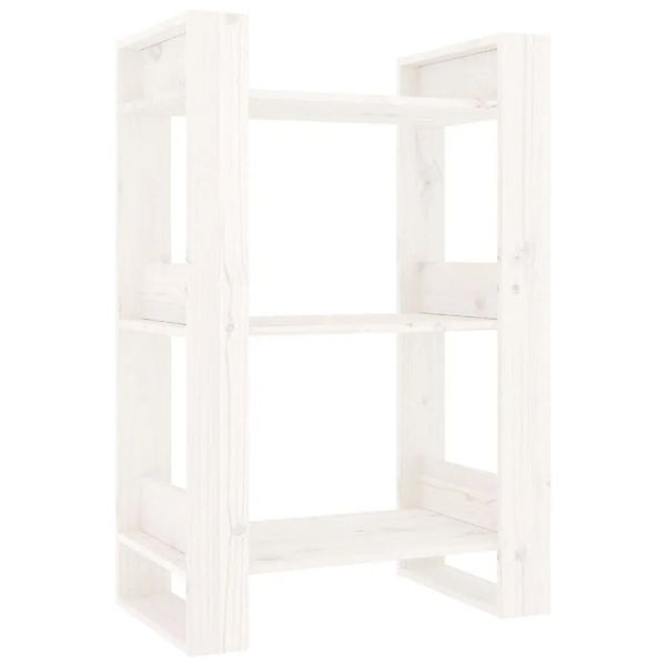 vidaXL Bücherregal/Raumteiler Weiß 60x35x91 cm Massivholz Kiefer 813880 günstig online kaufen
