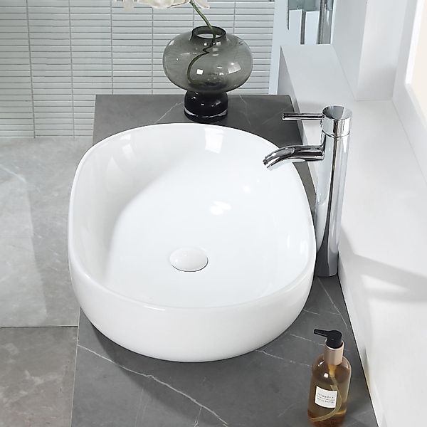 HOROW Waschbecken Aufsatzwaschbecken Oval - Waschbecken günstig online kaufen
