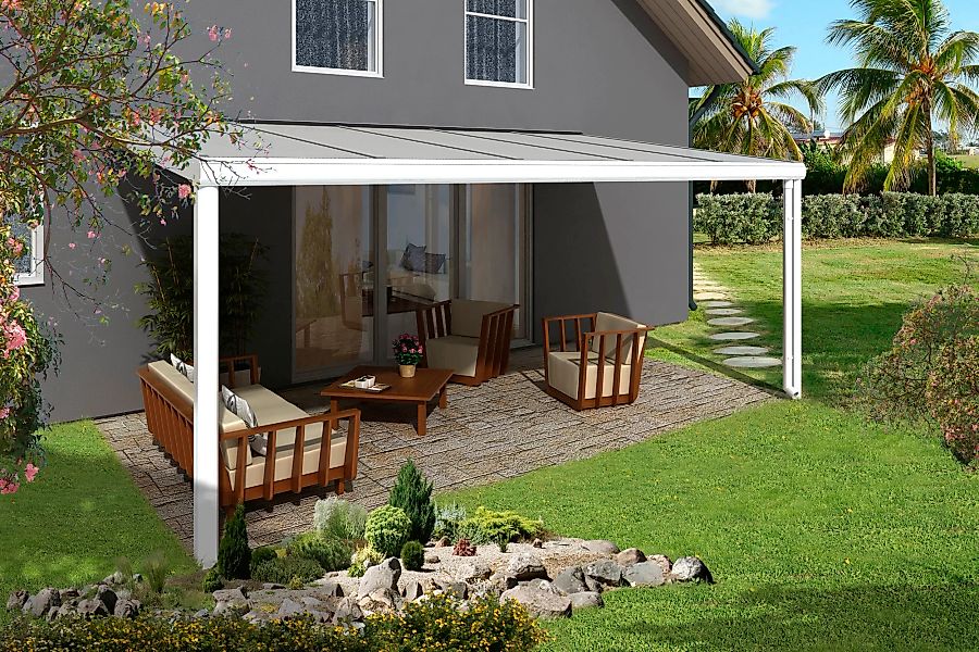Terrassenüberdachung Genua 541 x 307 cm Aluminium Weiß günstig online kaufen