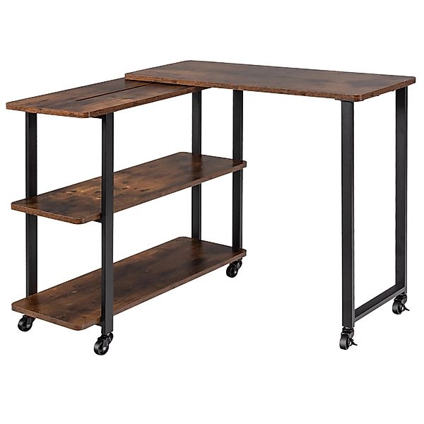 Costway L-förmiger Beistelltisch mit Rollen 360° Drehbar PC-Tisch günstig online kaufen