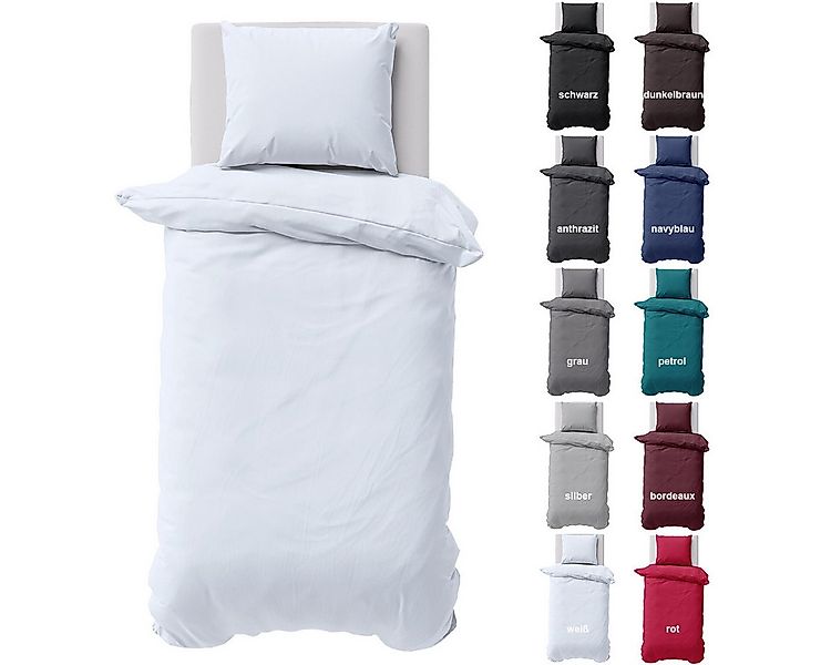 Visaggio Bettwäsche Baumwolle Uni Bettbezug Set Einfarbig 135x200, 155x220, günstig online kaufen