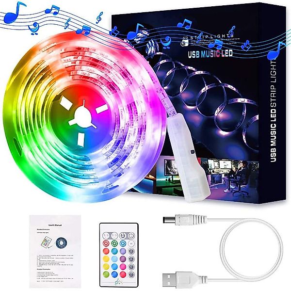 Rosnek LED-Streifen 2/3/5M, RGB, Musik Sprachsteuerung, günstig online kaufen