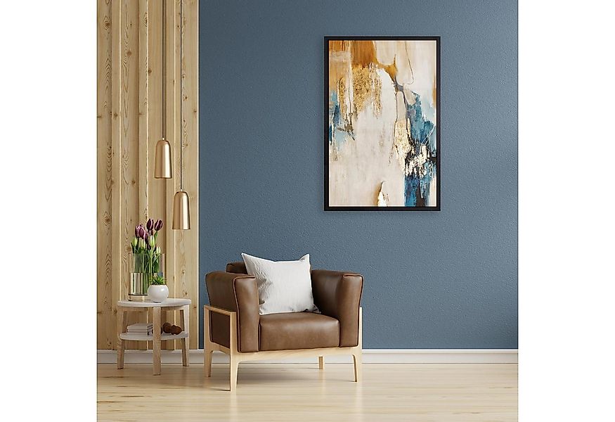 queence Leinwandbild Abstrakt Beige und Gold, Abstrakt, Abstrakte, Kunst, M günstig online kaufen