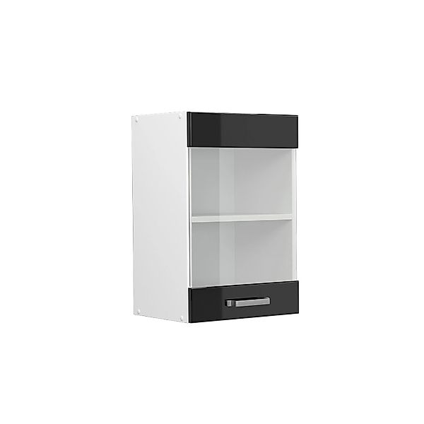 Vicco Küchenglasschrank R-Line Glashängeschrank Schwarz Hochglanz/Weiß 40 c günstig online kaufen