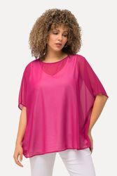 Ulla Popken Druckbluse Chiffonbluse Oversized Rundhals günstig online kaufen