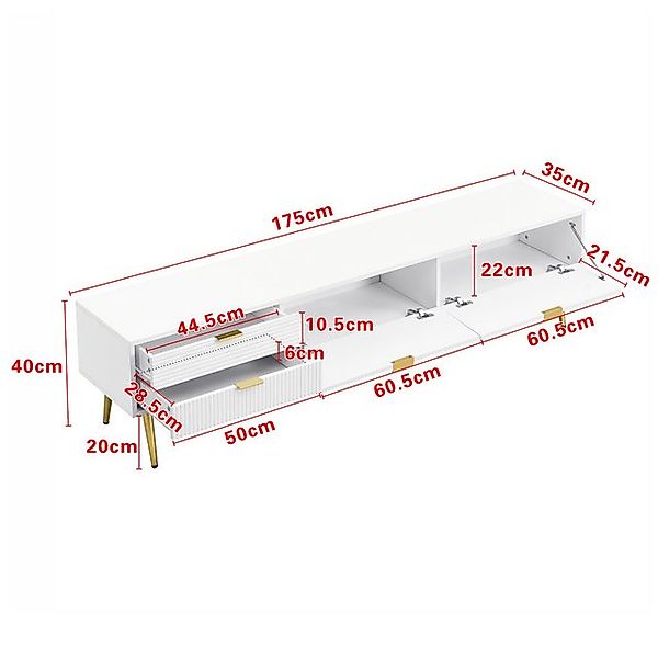 Ulife Lowboard Stilvoller TV-Schrank mit 2 Schubladen und 2 Türen, Wohnzimm günstig online kaufen