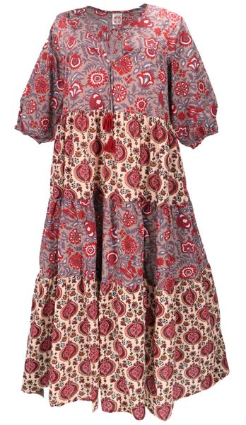 Guru-Shop Midikleid Boho Baumwoll Maxikleid, gestuftes günstig online kaufen