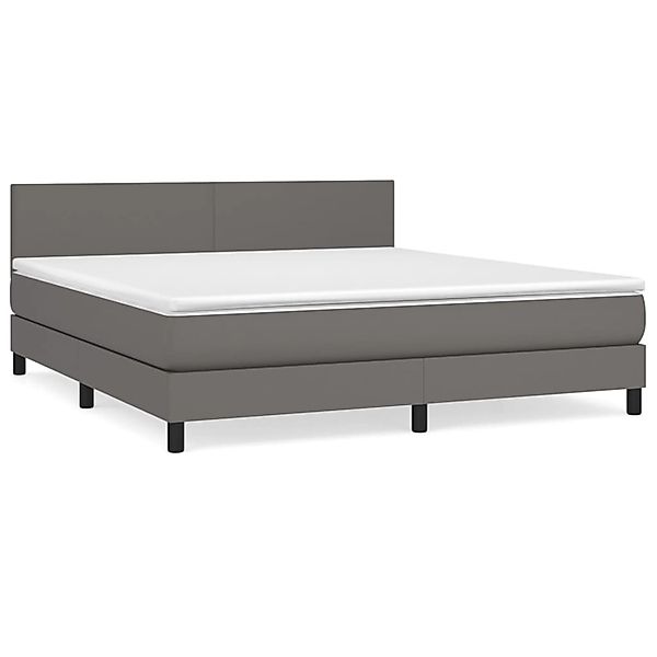 vidaXL Boxspringbett mit Matratze Grau 160x200 cm Kunstleder1389990 günstig online kaufen