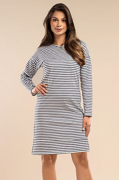 Mademoiselle Sommeil Nachthemd mit langen Ärmeln & anthrazitfarbenen Streif günstig online kaufen