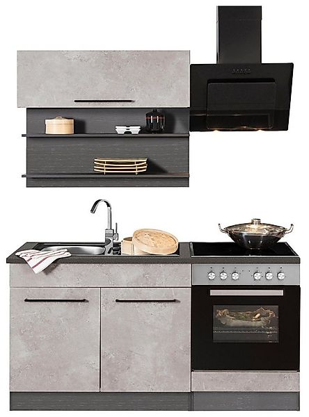 KOCHSTATION Küchenzeile KS-Tulsa, mit E-Geräten, Breite 160 cm, schwarze Me günstig online kaufen