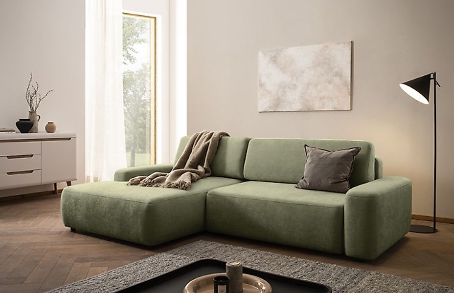 Home affaire Ecksofa »TORGE (264cm), Schlafsofa in Cord, Samtvelours o Stru günstig online kaufen