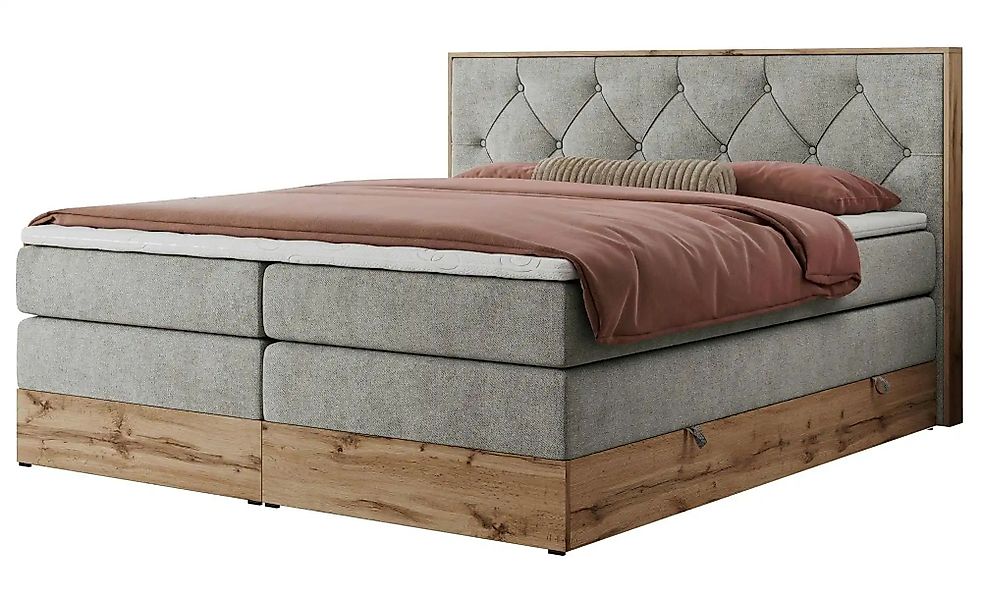 Boxspringbett mit Bettkasten Veneto King ¦ grau ¦ Maße (cm): B: 188 H: 115 günstig online kaufen
