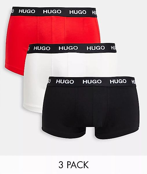 HUGO – Bodywear – Boxershorts in Schwarz/Weiß/Rot im 3er-Pack-Mehrfarbig günstig online kaufen