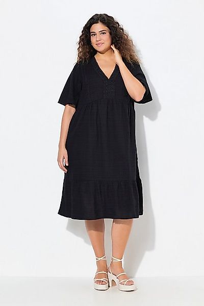 Ulla Popken Midikleid Midikled Seersucker A-Linie günstig online kaufen