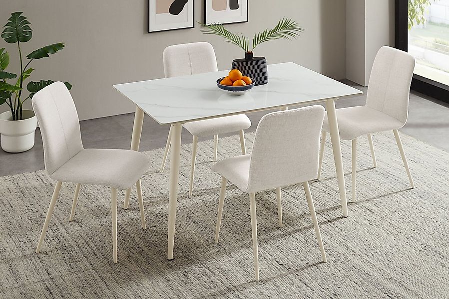 OTTO home Essgruppe Kryce, (Set, 5-tlg., 120 cm Esstisch + 4 Stühle), Struk günstig online kaufen