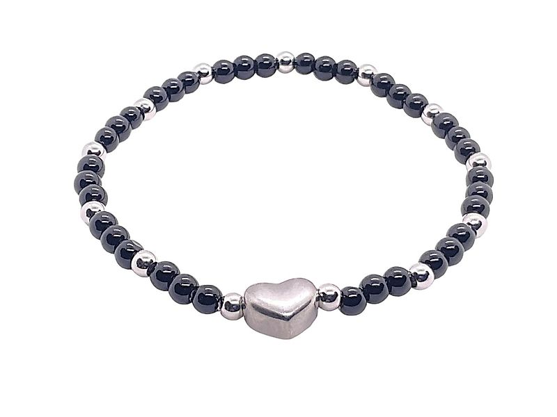 Steinfixx® Perlenarmband Obsidian Armband 4mm mit Edelstahlherz und Geschen günstig online kaufen