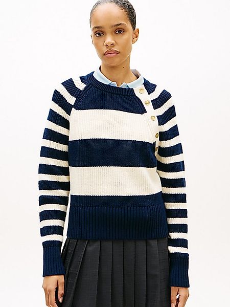 Tommy Hilfiger Strickpullover GOLD BTN UTILITY LS C-NK SWT mit goldfarbenen günstig online kaufen