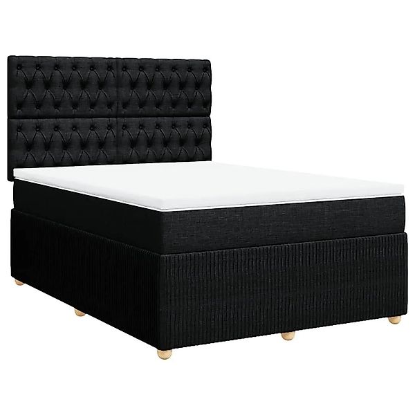 vidaXL Boxspringbett mit Matratze Schwarz 140x190 cm Stoff 3294360 günstig online kaufen