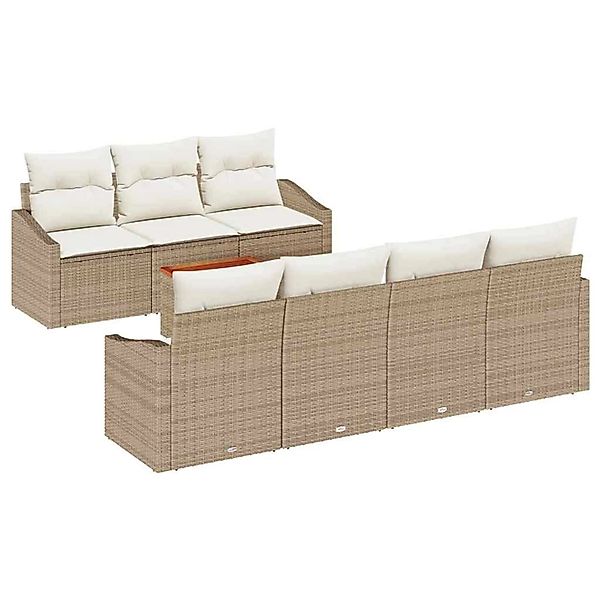 vidaXL Garten-Sofa-Set mit Kissen 8-Tlg Beige Poly Rattan 3347792 günstig online kaufen