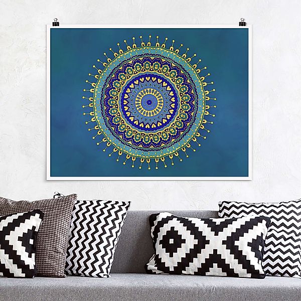 Poster Mandala Blau Gold günstig online kaufen