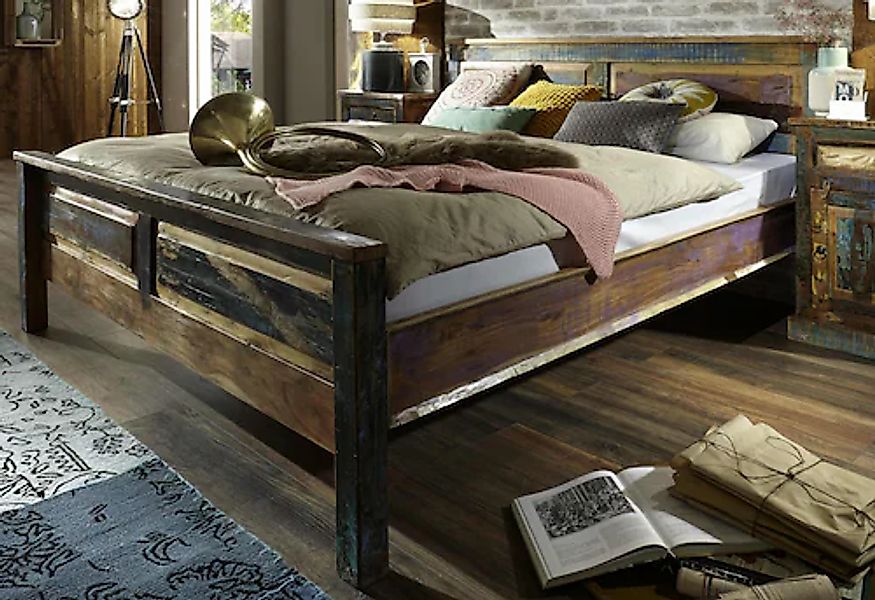 SIT Massivholzbett »Riverboat« aus recyceltem Altholz, Shabby Chic, Vintage günstig online kaufen