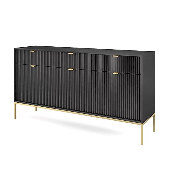 Sideboard 154cm breit, schwarz, Fußgestell goldfarben NEWCASTLE-160 günstig online kaufen